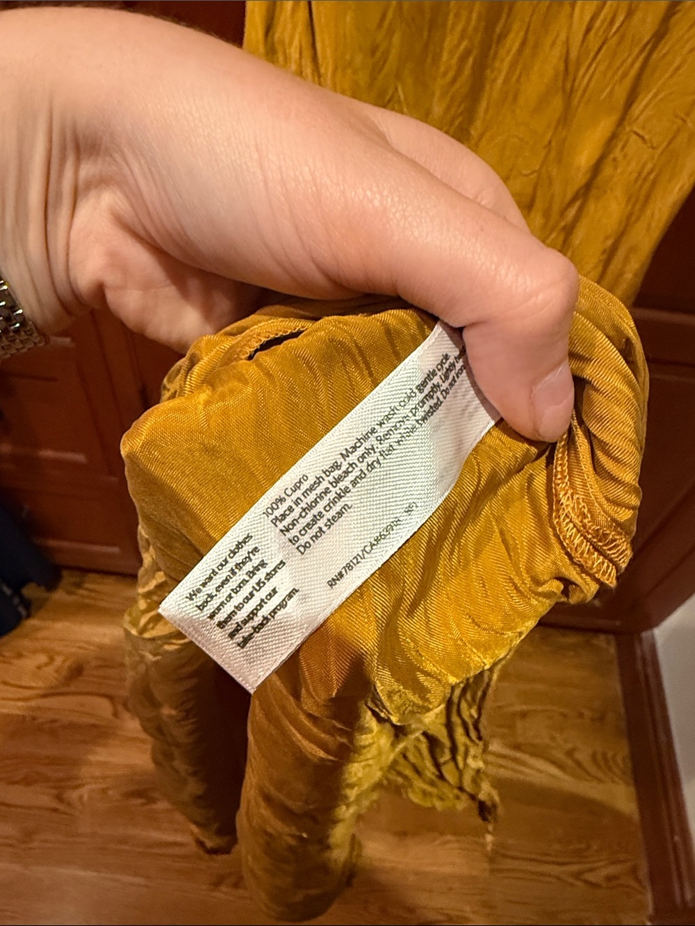 Eileen Fisher Cupro Mustard Yellow Dress - Picture 4 of 4
